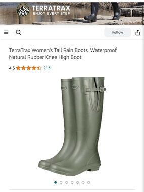 Women's Olive Green Knee-High Waterproof Rain Boots